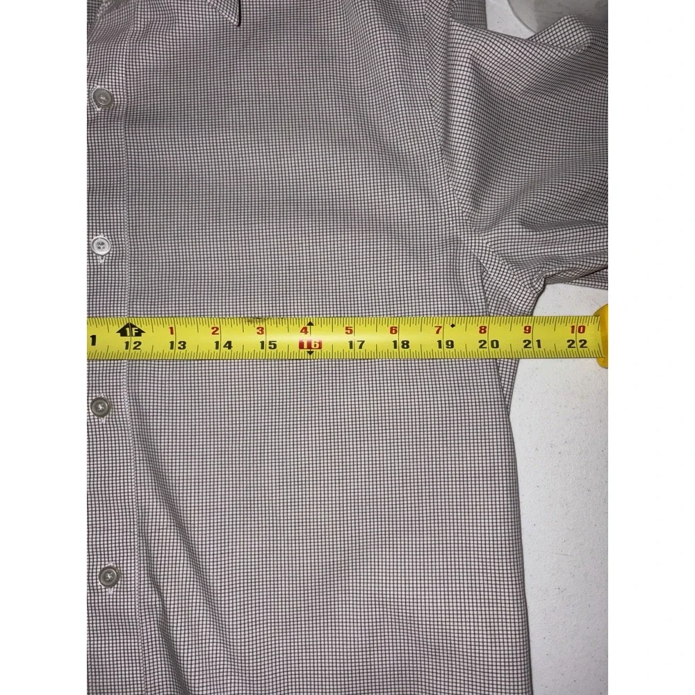 Banana Republic Non Iron Slim Fit M 15-15 1/2 Dress Shirt Brown Check